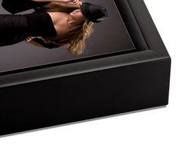 Black Slim Float frame on a metal print